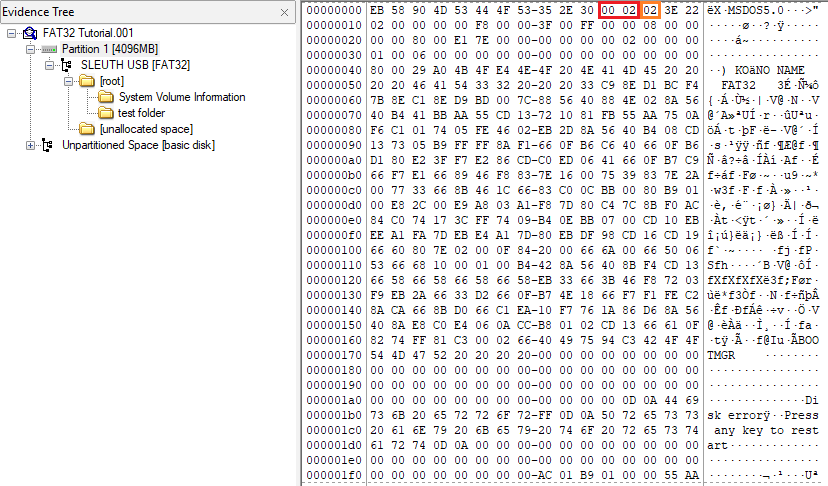 The VBR of FAT32 filesystem on a USB