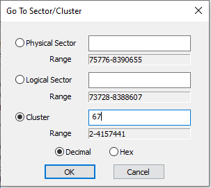 Selecting cluster 67 to navigate to