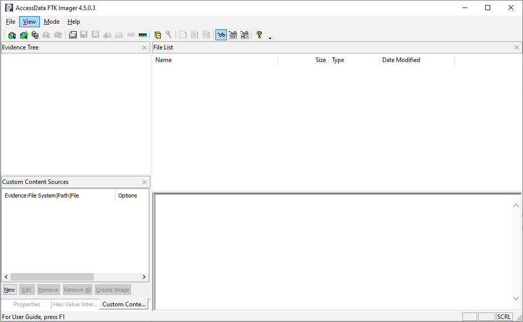 FTK Imager Interface