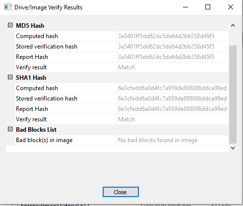 Image Verify Results.