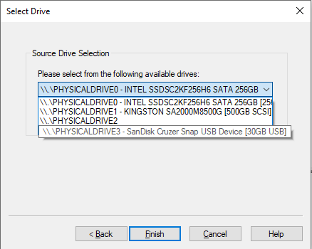 Select your drive window