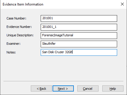 Evidence Item Information