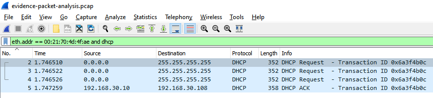 Packet List Pane